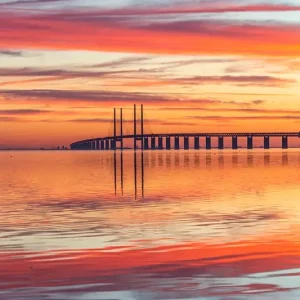 Zonsondergang over de Sound posters & art prints door Kim Carlson - Premium Poster - 50x70 Solde