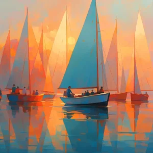 Zeilboot en schemering posters & art prints door Smitty werben - Premium Poster - 50x70 Quantité Limitée