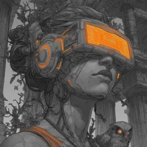 Achat Immédiat Cyber Athena - v.B/W posters & art prints door John Lockett - Premium Poster - 50x70