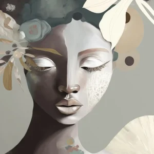 Woman Portrait with Floral Elements posters & art prints door Bella Eve - Premium Poster - 50x70 Super Prix