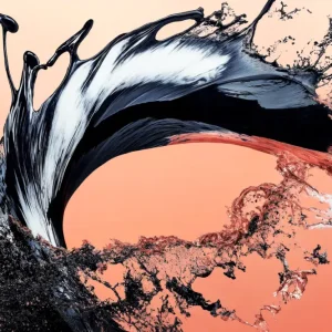 Abstracte Alchemie - Zwarte Schommeling posters & art prints door Philippe HUGONNARD - Premium Poster - 50x70 Prix Cassé