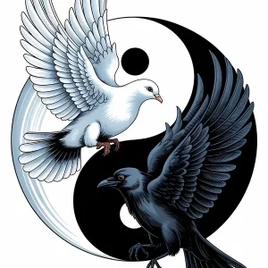 Yin en Yang Vogels posters & art prints door diana nandriana - Premium Poster - 50x70 Populaire