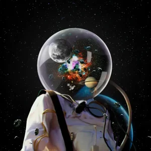 Achat Immédiat Cosmic Bubble Astronaut – Surrealistische Ruimte-muurkunst Print posters & art prints door Space Monkeys - Premium Poster - 50x70