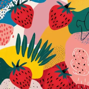 Aardbei Ontbijt Stilte posters & art prints door Sarah Valestein - Premium Poster - 50x70 Usine Directe