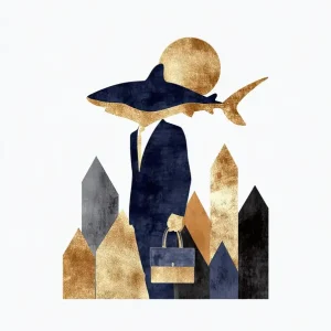 Zakenhaai in de Gouden Stad posters & art prints door Bauhaus Animals - Premium Poster - 50x70 Réduction