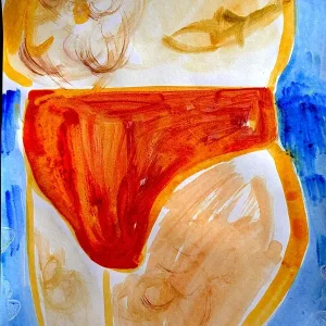 Zomerse vibes: Abstracte strandkledingkunst posters & art prints door Amanda Höglund - Premium Poster - 50x70 Haute Qualité