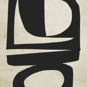 Abstract minimalisme: Felle zwarte vormen op een getextureerde achtergrond posters & art prints door Dan Hobday - Premium Poster - 50x70 Petit Prix