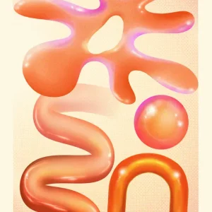 Abstracte Vloeiende Vormen: Een speelse verkenning van kleur en vorm posters & art prints door The Art Concept - Premium Poster - 50x70 Affaire À Saisir